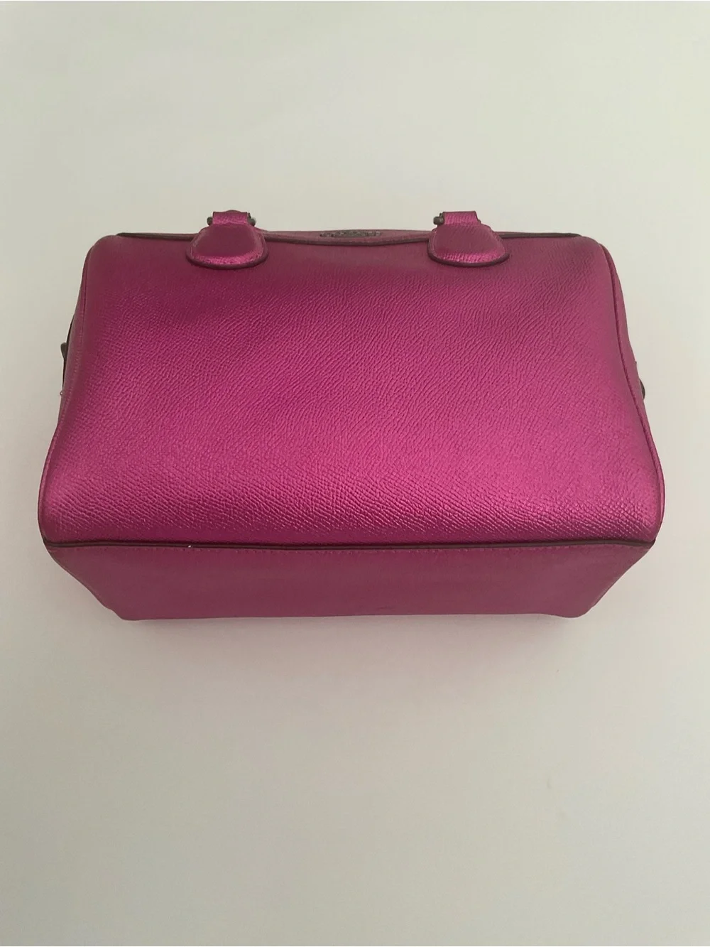 Coach Metallic Fuchsia Pebbled Leather Satchel